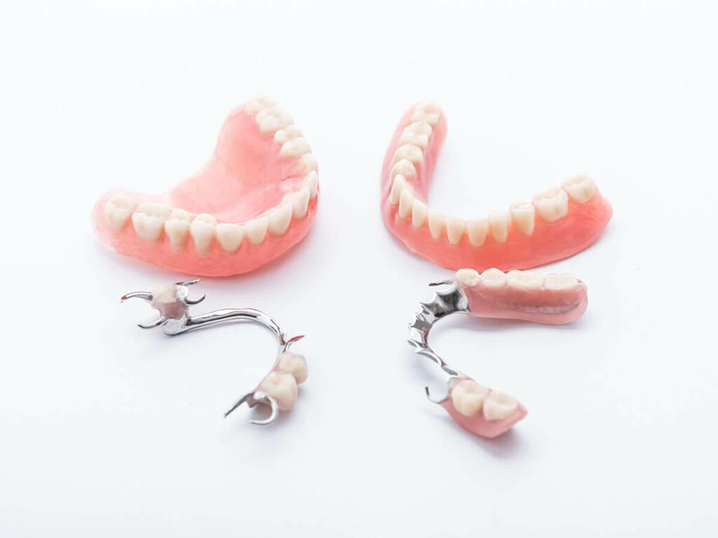 different variations of dentures placed next to each other